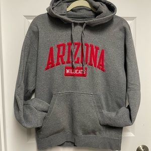 University of Arizona Wildcats hoodie.  Grey with Red lettters.  Size Medium.